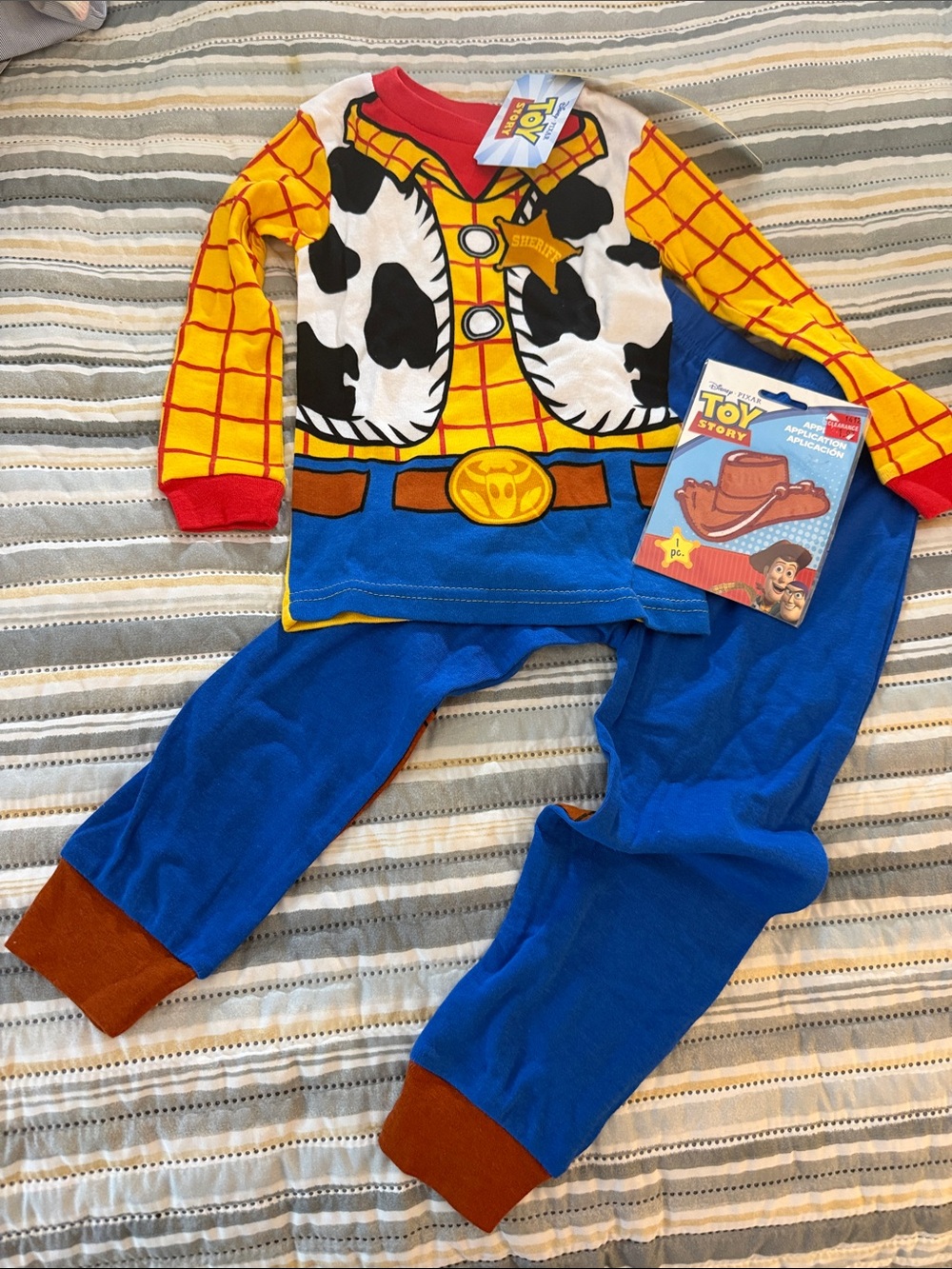 Pixar Toy story Woody 4T long PJs & vintage cowboy hat application